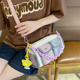 Korea Style Women's Patchwork Satchel Bag Nylon Crossbody Travel Tote Bag