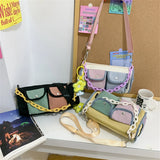 Korea Style Women's Patchwork Satchel Bag Nylon Crossbody Travel Tote Bag