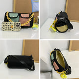 Korea Style Women's Patchwork Satchel Bag Nylon Crossbody Travel Tote Bag