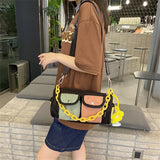 Korea Style Women's Patchwork Satchel Bag Nylon Crossbody Travel Tote Bag