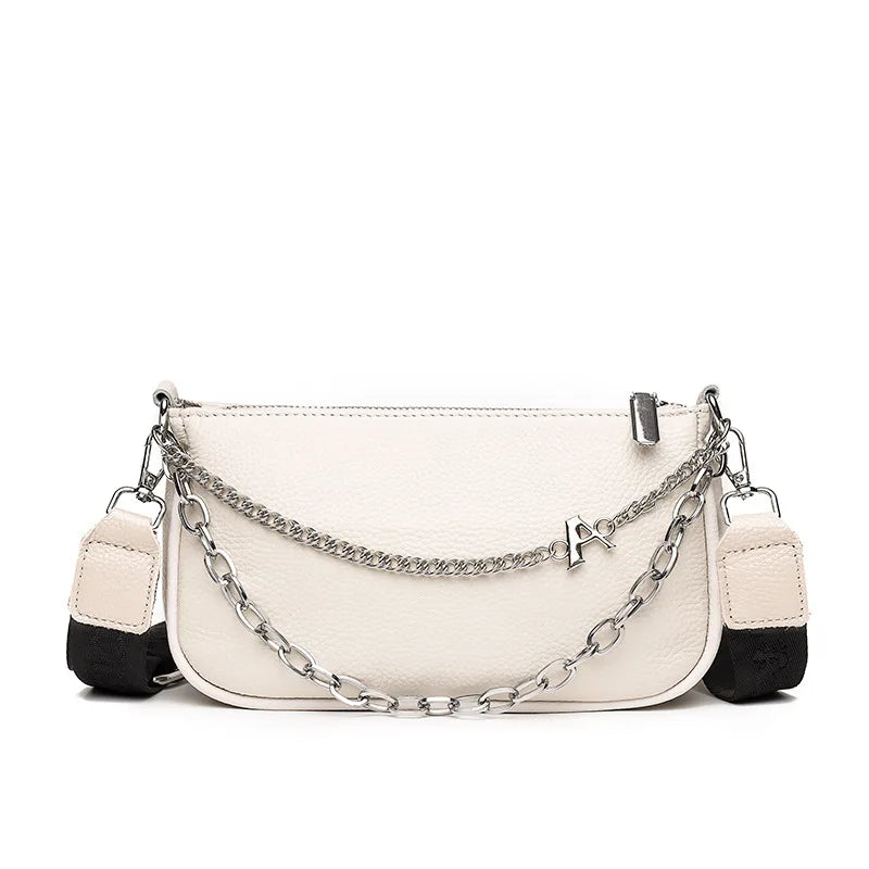 Vintage Leather Sling Chain Handbag for Women