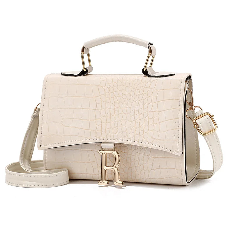 Crocodile Pattern Solid PU Leather Shoulder Bag