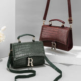 Crocodile Pattern Solid PU Leather Shoulder Bag