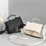 Crocodile Pattern Solid PU Leather Shoulder Bag