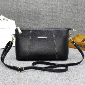 Women Messenger Bag PU Leather Handbag Zip Solid Casual Shoulder Bag
