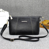 Women Messenger Bag PU Leather Handbag Zip Solid Casual Shoulder Bag