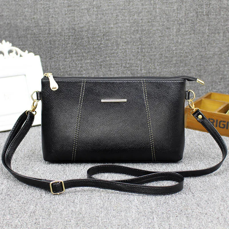Women Messenger Bag PU Leather Handbag Zip Solid Casual Shoulder Bag