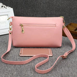 Women Messenger Bag PU Leather Handbag Zip Solid Casual Shoulder Bag