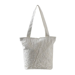 Floral Embroidery Book Bag Canvas Bags Women Luggage Organizer