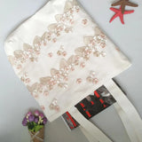 Floral Embroidery Book Bag Canvas Bags Women Luggage Organizer