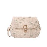 Lace Flower Shoulder Crossbody Bag Straw Beach Handbag