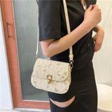 Lace Flower Shoulder Crossbody Bag Straw Beach Handbag