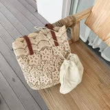 Lace Tote Bags Women Large Capacity Handbags Shopping Shoulder Composite Bags