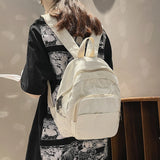 Ladies Solid Canvas Travel Backpack Large Capacity Knapsack