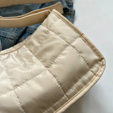 Quilted Cotton Crossbody Bag Rhombus Pattern Adjustable Strap Purse