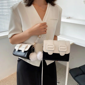 Plush Pendant Crossbody Bag for Women Winter Shoulder Bag