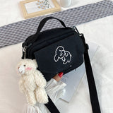 Women's Canva Small Square Bag Dog Shoulder Mobile Phone Package