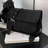 Embroidered Rhombus Flap Handbags with Adjustable Strap