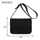 Rhombus Embroidery Thread Flap Handbag Oxford Cloth Soft Female Tote