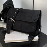 Embroidered Rhombus Shoulder Bag Adjustable Strap Satchel