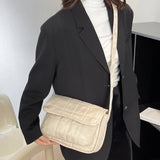 Embroidered Rhombus Shoulder Bag Adjustable Strap Satchel