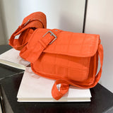 Embroidered Rhombus Shoulder Bag Adjustable Strap Satchel