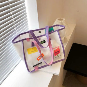 Canvas Letters Tote Bag Large Capacity Women Shoulder Bag