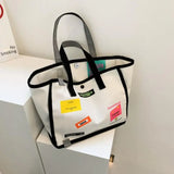 Canvas Letters Tote Bag Large Capacity Women Shoulder Bag