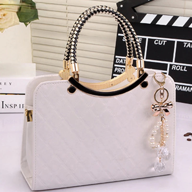 PU Leather Satchel Bag Large Capacity Pendant Handbag