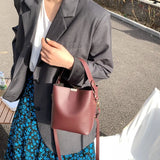 Small Bucket Shoulder Bag Car Line PU Leather Travel Messenger Bags