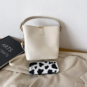 Small Bucket Shoulder Bag Car Line PU Leather Travel Messenger Bags