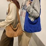 Canvas Messenger Bag Large Shopping Unisex Student Shoulder Solid Handbag