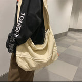 Canvas Messenger Bag Large Shopping Unisex Student Shoulder Solid Handbag