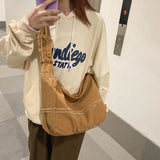 Canvas Messenger Bag Large Shopping Unisex Student Shoulder Solid Handbag