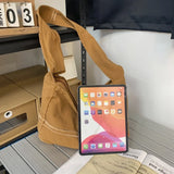 Canvas Messenger Bag Large Shopping Unisex Student Shoulder Solid Handbag
