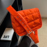 Quilted Cotton Messenger Bag - Solid Rhombus Pattern - Adjustable Strap