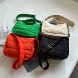 Quilted Cotton Messenger Bag - Solid Rhombus Pattern - Adjustable Strap