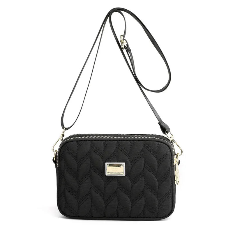 Women's Large Nylon Shoulder Bag with Multiple Compartments