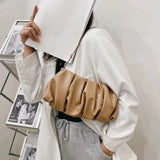 Ladies Cloud Pleated Handbag PU Leather Tote