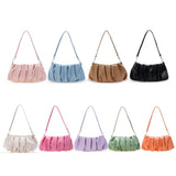 Ladies Cloud Pleated Handbag PU Leather Tote