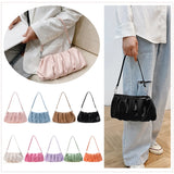Ladies Cloud Pleated Handbag PU Leather Tote