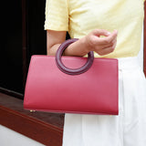 Women Red Tote Bag PU Leather Shoulder Crossbody Top Handle Party Bag
