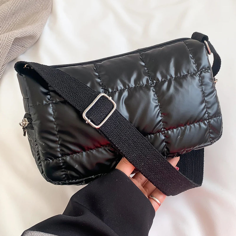 Quilted Check Handbags Female Crossbody Bags Casual Nylon Women Shoulder Bags