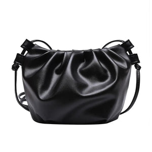 Pleated Messenger Bag Women Solid Zipper Cloud Bag for Girls