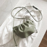 Pleated Messenger Bag Women Solid Mini Zipper Cloud Bag for Girls