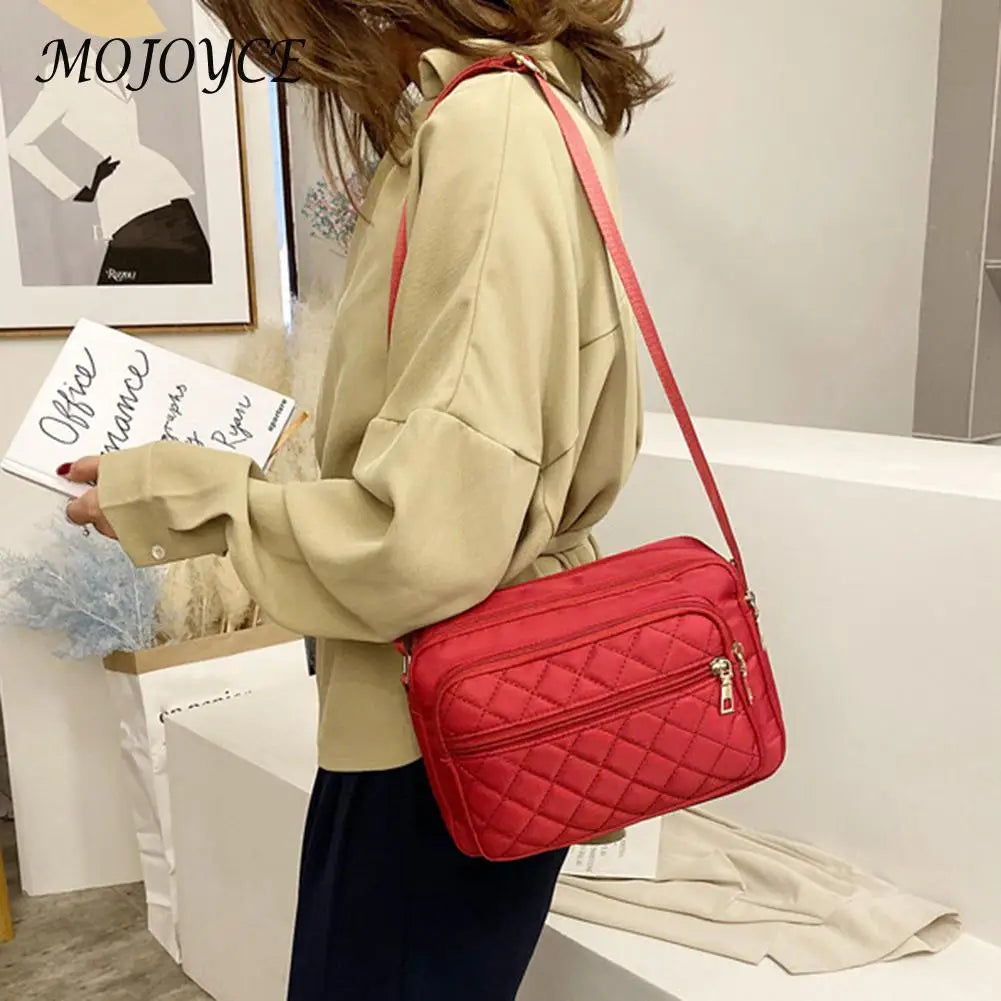 Vintage Women Checker Messenger Bag Canvas Shoulder Crossbody