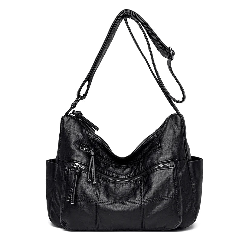 Soft Leather Shoulder Messenger Bag Large Capacity Crossbody Tote for Women