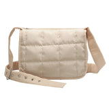 Quilted Cotton Crossbody Hand Bag Solid Adjustable Strap