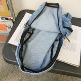 Soft Canvas School Backpack Denim Student Bag Male Female College Men Women Bags