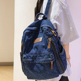 Soft Canvas School Backpack Denim Student Bag Male Female College Men Women Bags